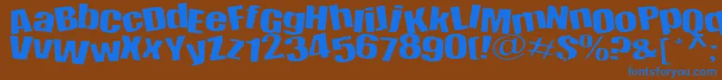 フォントHappy – 茶色の背景に青い文字