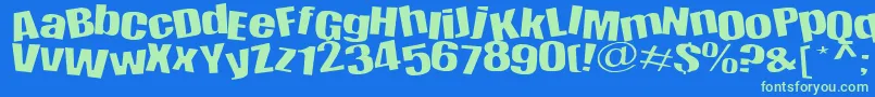 Happy Font – Green Fonts on Blue Background