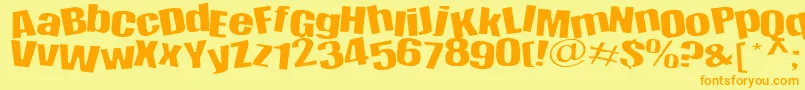 フォントHappy – オレンジの文字が黄色の背景にあります。
