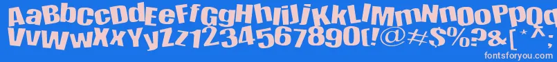 フォントHappy – ピンクの文字、青い背景