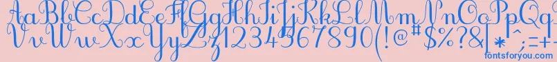 JbcursiveV3Medium-Schriftart – Blaue Schriften auf rosa Hintergrund