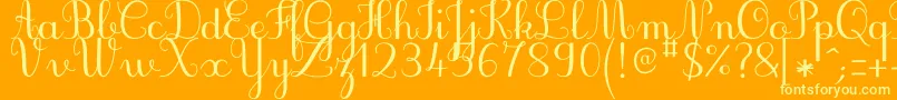 JbcursiveV3Medium-Schriftart – Gelbe Schriften auf orangefarbenem Hintergrund