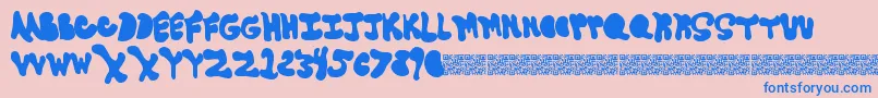 Fonte Goneaway – fontes azuis em um fundo rosa