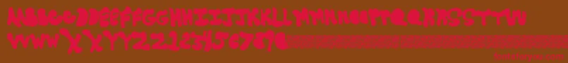 フォントGoneaway – 赤い文字が茶色の背景にあります。