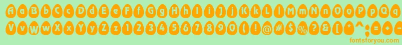 EggsblackBecker-fontti – oranssit fontit vihreällä taustalla