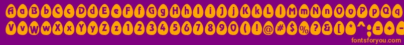 EggsblackBecker-fontti – oranssit fontit violetilla taustalla
