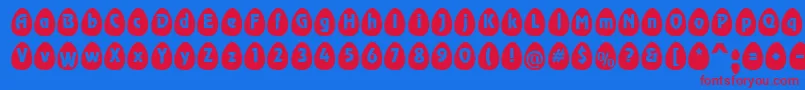 EggsblackBecker-Schriftart – Rote Schriften auf blauem Hintergrund