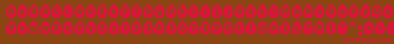 フォントEggsblackBecker – 赤い文字が茶色の背景にあります。