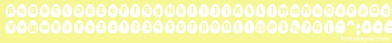 Fonte EggsblackBecker – fontes brancas em um fundo amarelo