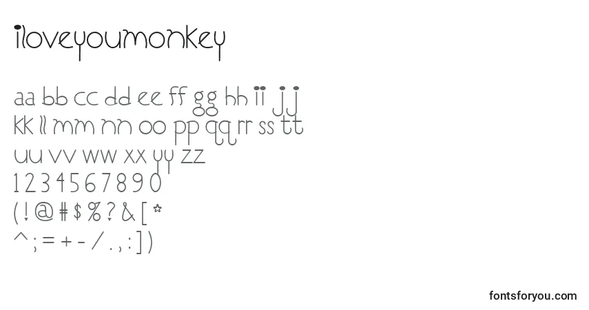 Czcionka ILoveYouMonkey – alfabet, cyfry, specjalne znaki