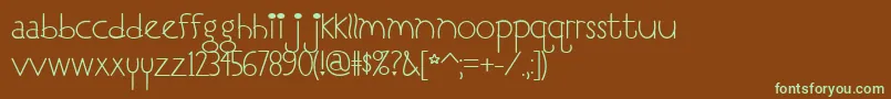 ILoveYouMonkey-fontti – vihreät fontit ruskealla taustalla