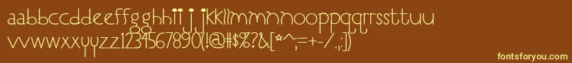 ILoveYouMonkey-Schriftart – Gelbe Schriften auf braunem Hintergrund