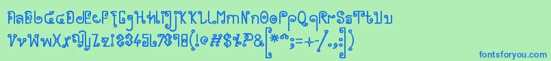 フォントCyclin ffy – 青い文字は緑の背景です。