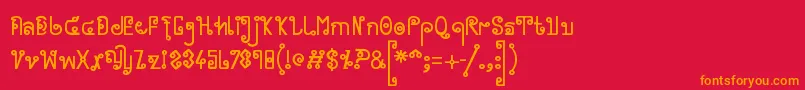 Cyclin ffy-Schriftart – Orangefarbene Schriften auf rotem Hintergrund
