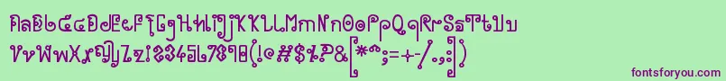 フォントCyclin ffy – 緑の背景に紫のフォント