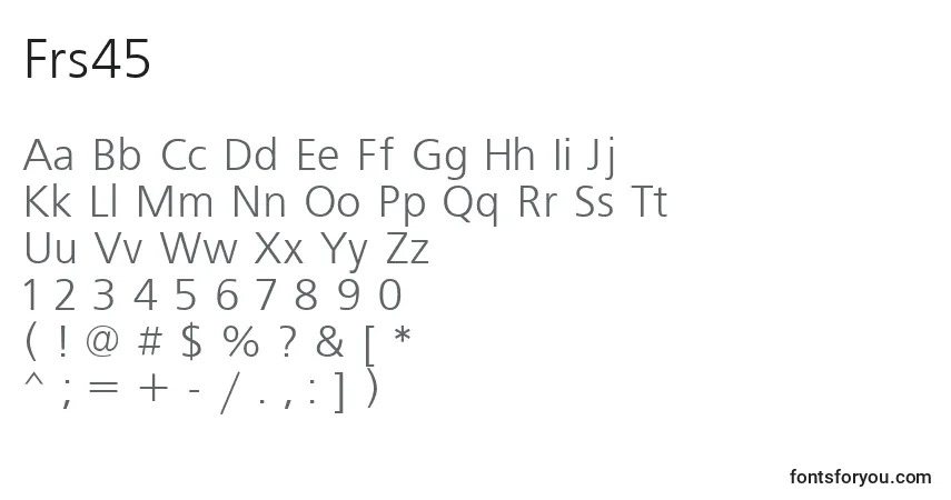 Czcionka Frs45 – alfabet, cyfry, specjalne znaki