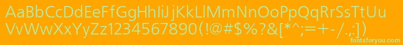 Frs45-Schriftart – Grüne Schriften auf orangefarbenem Hintergrund