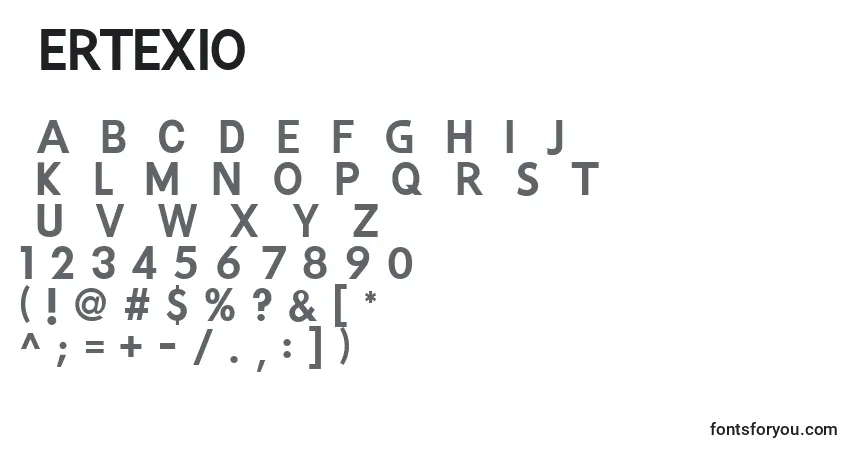 Шрифт Vertexio – алфавит, цифры, специальные символы