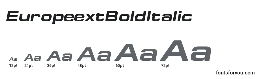 Размеры шрифта EuropeextBoldItalic