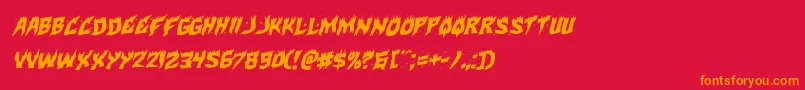 Weitere Informationen zur Hotkissrotal-Schriftart Hotkissrotal-Schriftart – Orangefarbene Schriften auf rotem Hintergrund