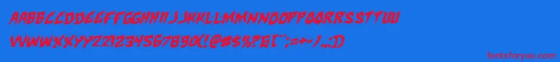 Hotkissrotal-Schriftart – Rote Schriften auf blauem Hintergrund