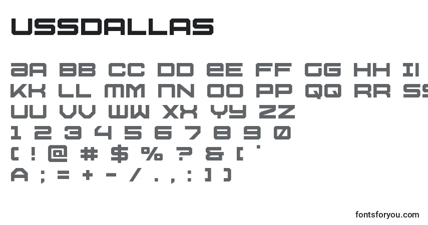 A fonte Ussdallas – alfabeto, números, caracteres especiais