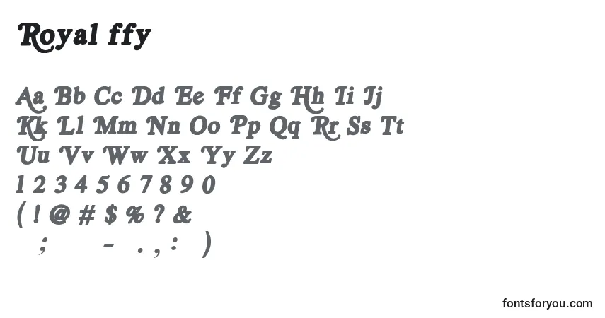 Schriftart Royal ffy – Alphabet, Zahlen, spezielle Symbole