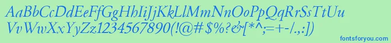GaramondClassicoItalic Font – Blue Fonts on Green Background