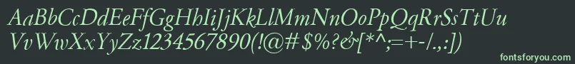 GaramondClassicoItalic Font – Green Fonts on Black Background