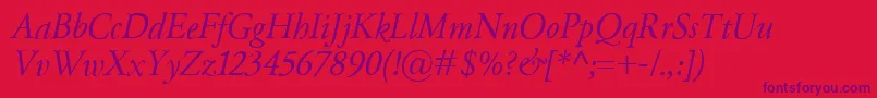 GaramondClassicoItalic Font – Purple Fonts on Red Background
