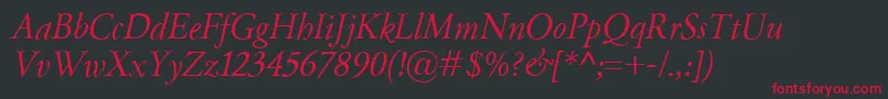 GaramondClassicoItalic Font – Red Fonts on Black Background