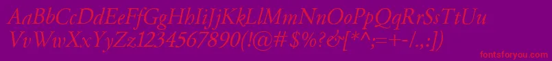 GaramondClassicoItalic Font – Red Fonts on Purple Background