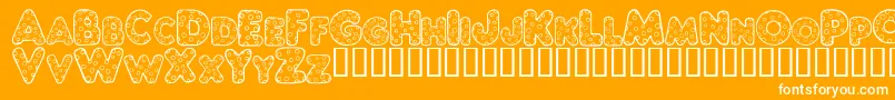 Varicell-Schriftart – Weiße Schriften auf orangefarbenem Hintergrund