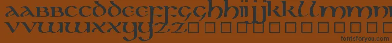 フォントKellsUncialBold – 黒い文字が茶色の背景にあります