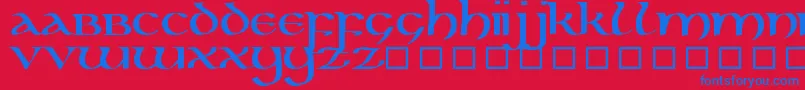 フォントKellsUncialBold – 赤い背景に青い文字