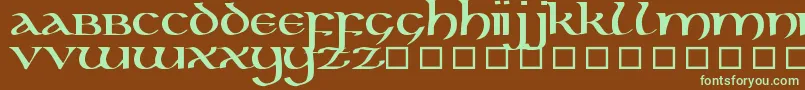 KellsUncialBold-fontti – vihreät fontit ruskealla taustalla