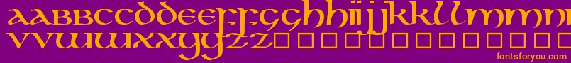 フォントKellsUncialBold – 紫色の背景にオレンジのフォント