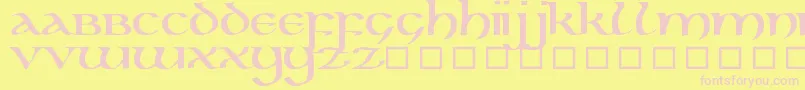 KellsUncialBold-Schriftart – Rosa Schriften auf gelbem Hintergrund