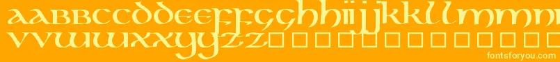 KellsUncialBold-Schriftart – Gelbe Schriften auf orangefarbenem Hintergrund