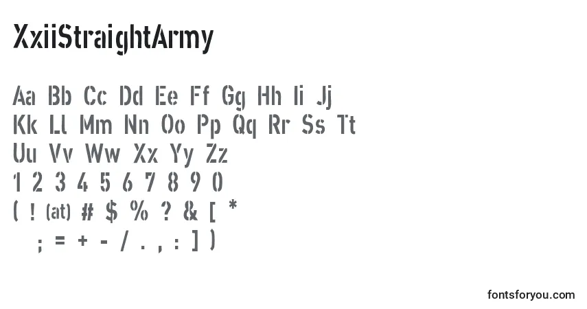 XxiiStraightArmy Font – alphabet, numbers, special characters