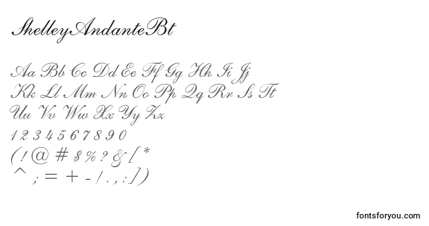 Шрифт ShelleyAndanteBt – алфавит, цифры, специальные символы
