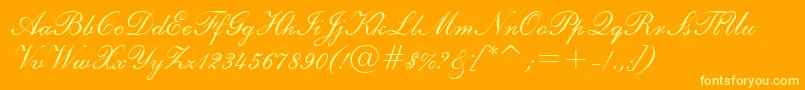 ShelleyAndanteBt Font – Yellow Fonts on Orange Background