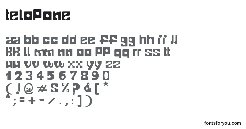 A fonte Telopone – alfabeto, números, caracteres especiais