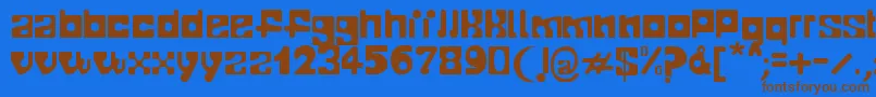 フォントTelopone – 茶色の文字が青い背景にあります。