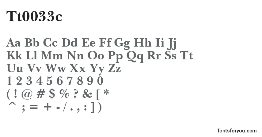 A fonte Tt0033c – alfabeto, números, caracteres especiais