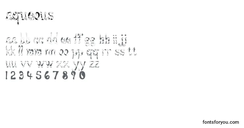 Aqueous-fontti – aakkoset, numerot, erikoismerkit
