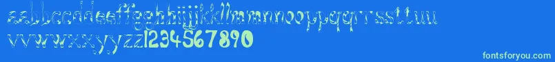 Aqueous Font – Green Fonts on Blue Background