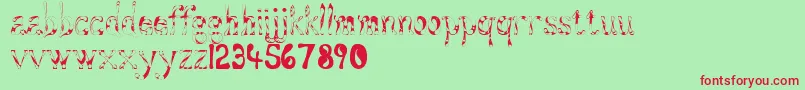 Czcionka Aqueous – czerwone czcionki na zielonym tle