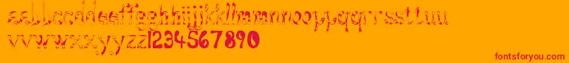 Aqueous Font – Red Fonts on Orange Background