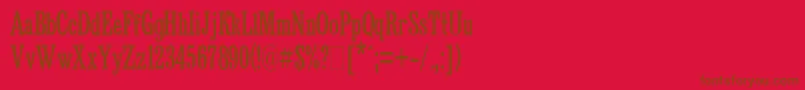BruskovayaCompressedPlain-Schriftart – Braune Schriften auf rotem Hintergrund